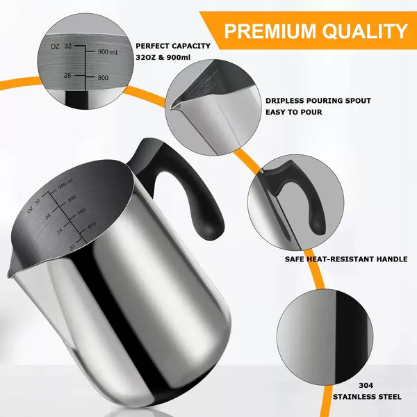 Cross-Border E-Commerce Plastic Black Handle Anti-Scalding Coffee Latte Art Pitcher Candle Making Pot Wax Melting Cup