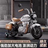 跨境新款儿童电动摩托车可坐人男女孩童车复古哈雷仿真玩具车