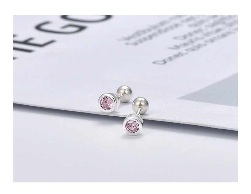 Simple Style Round Silver Plating Inlay Zircon Ear Studs 1 Pair display picture 3