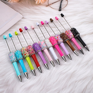 DIY Resin Sequin Beaded Pen Ins Macaron Crystal Gravel Ball Pen Live Broadcast Hot Sale Gift Stationery Wholesale