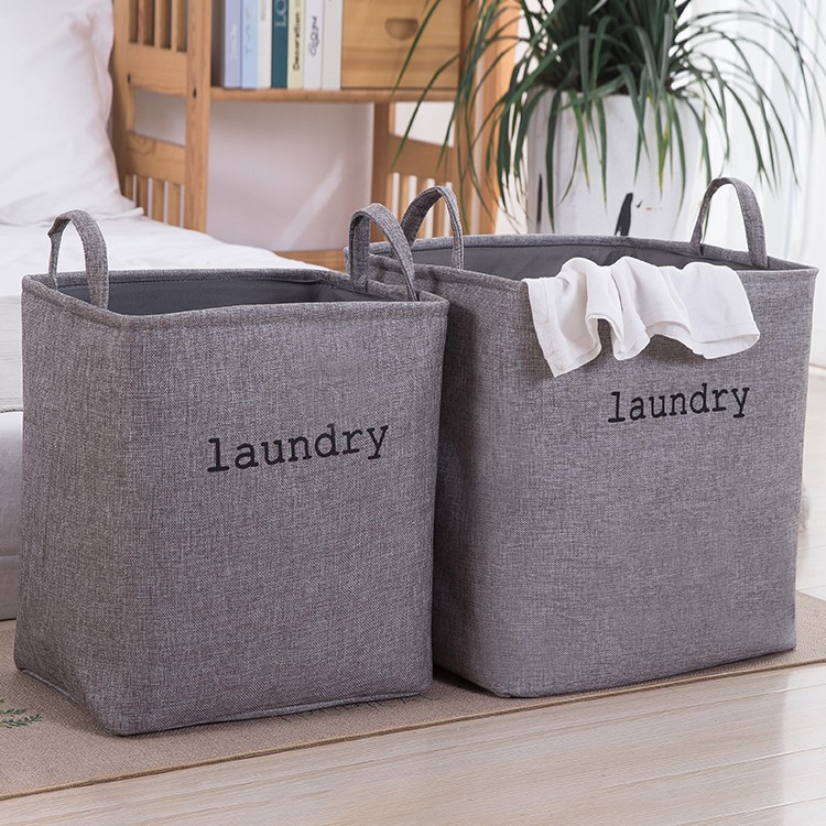 Household Cotton and Linen Dirty Clothes Basket Foldableable Large-Capacity Laundry Basket Fabric Bucket for Dirty Clothes Dirty Clothes Storage Basket