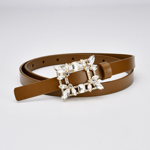 Belts for women Korean style rhinestone studded cowhide belts trendy all-match dress decorative jeans thin belt wholesale