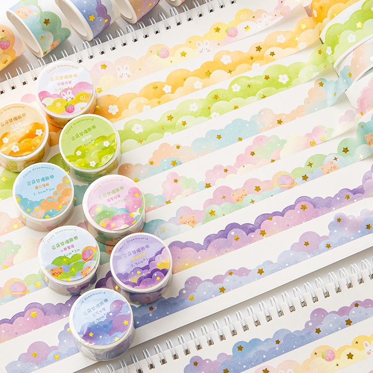 手帐胶带烫金云朵梦境和纸贴纸网红胶带少女心ins风防水可爱波浪