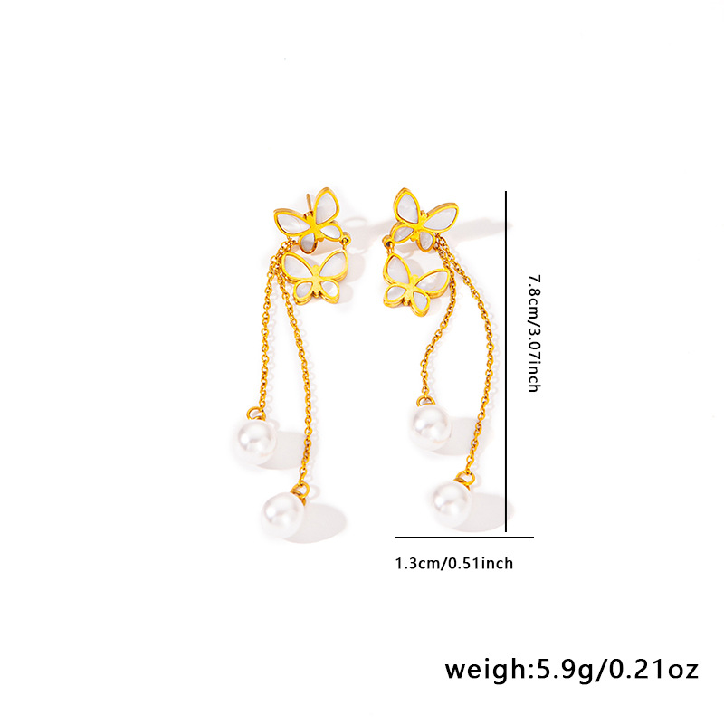 6g Weight 0.03µm Gold Plating Thickness Electroplated Gold Plating Process 201 Stainless Steel Ear Needle Material Golden Plated Plating Material Stone-Free Inlay Material Earrings Classification 1 Pair Quantity Daily Occasion 201 Stainless Steel Material Heart Shape, Flower, Butterfly Pattern Women's Gender IG Style Style Inlay Craft 1 Pair IG Style Heart Shape Flower Butterfly Inlay 304 Stainless Steel Shell Drop Earrings 18