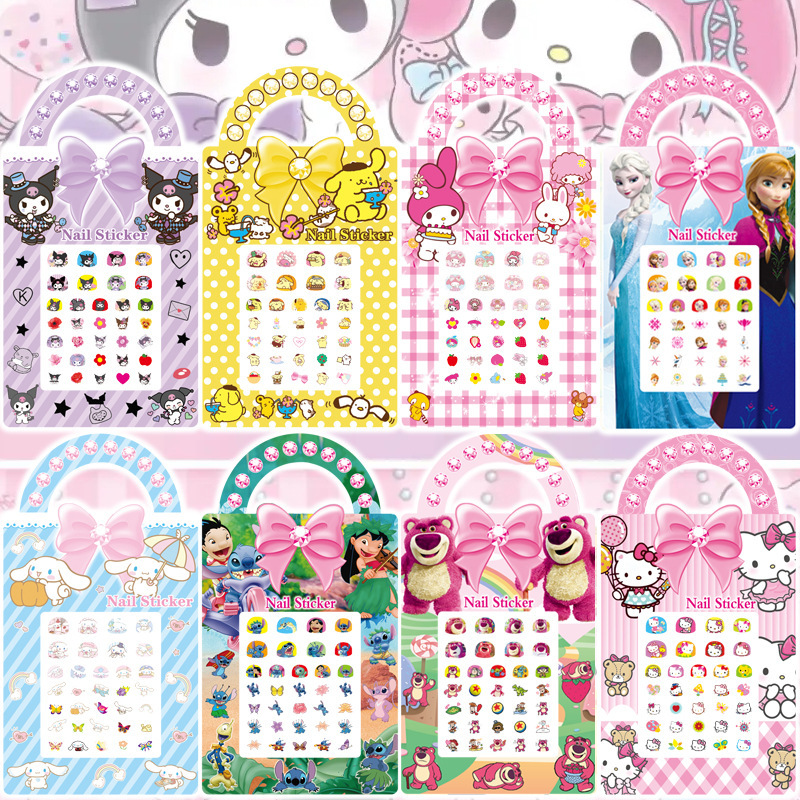 Cross-Border Children's Cartoon Sanrio Kuromi My Melody Cinnamoroll Elsa Stitch Nail Stickers Nail Decals