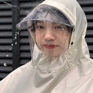 Waterproof Head Mask Electric Vehicle Raincoat Adult Outer Wear Thickeneded and Extended Rainproof Battery Vehicle Motorcycle Poncho