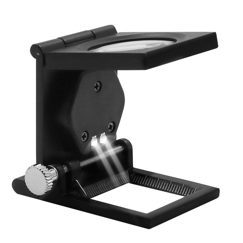 10x folding magnifying glass with light source, graduated longitude and latitude density measuring magnifying glass, LED lighting mirror with pointer