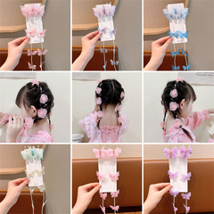 子供の布芸の蝶の真珠は鎖の女の子の赤ちゃんのかわいい髪飾りの女の子を編みます。
