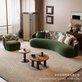 法式复古布艺沙发家用小户型弧形沙发客厅服装店美容院接待小沙发
