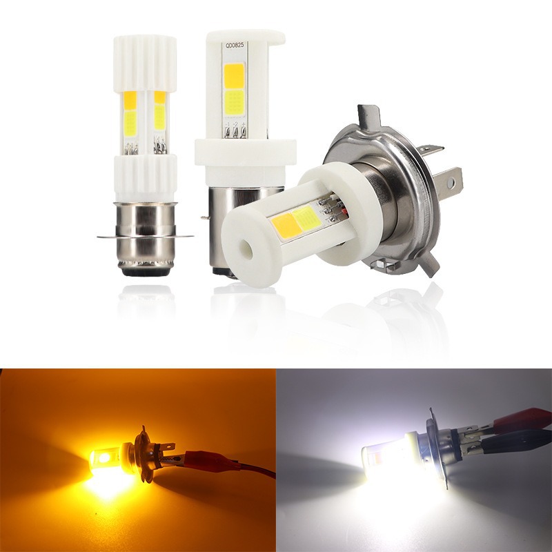 跨境专供LED摩托车射灯高亮远近光COB内置大灯四面陶瓷头电动车灯