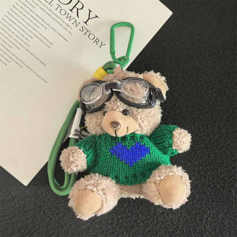 Aviator Bear Bolso Colgante Muñeco de felpa Llavero Escuela secundaria Regalos Joyas creativas