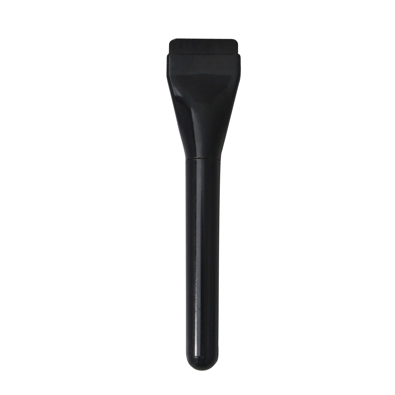 Flat foundation brush, electroplated plastic handle, portable flat‑head makeup brush