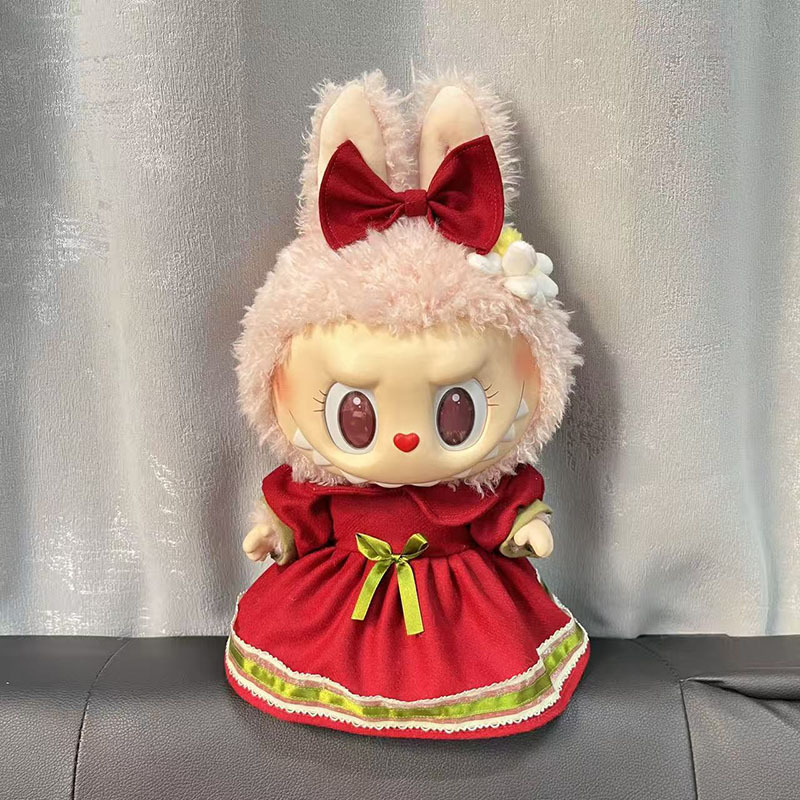 Ropa de muñeca de peluche de vinilo Labubu de 38cm para ropa de muñeca La Bu Time to Chill