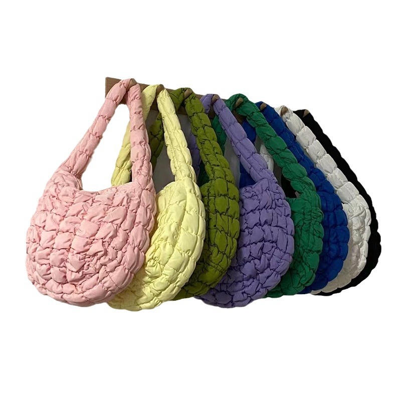 Women's Bags Pleated Cloud Bag Women's Fashion Niche Soft Puff Shoulder Bag Candy Color Underarm Bag_voghion.com