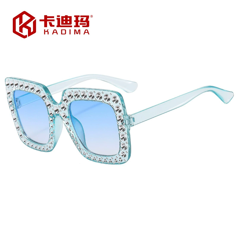 Retro Square Sunglasses, Multicolour European Style, Oversized Rhinestone Frame