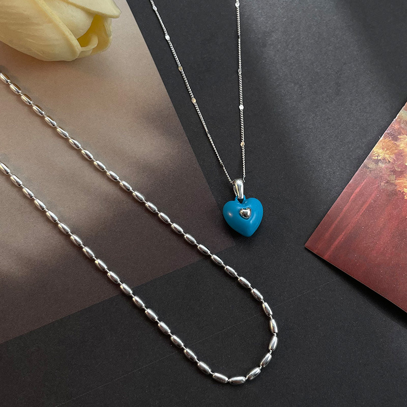 Summer silver millet beaded love necklace women's fashion versatile light luxury niche choker clavicle chain necklace_voghion.com