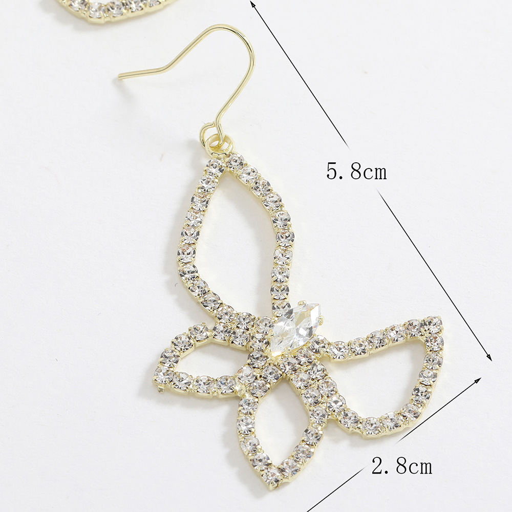 Super Fairy Butterfly rhinestone ZIRCON moda femenina Otoño e Invierno nicho diseño sentido estilo de hadas pendientes luz lujo temperamento joyería del oído image 3