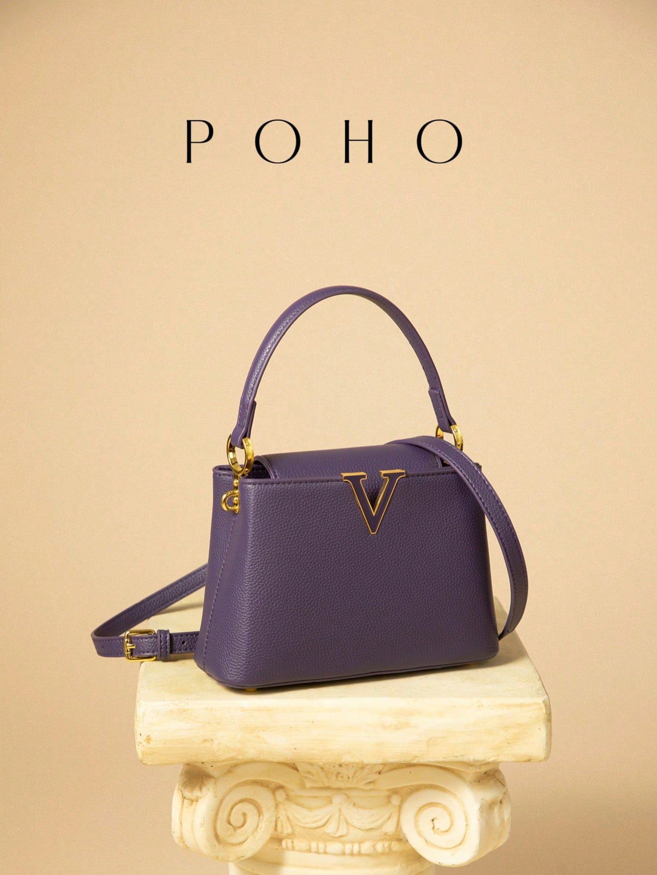 Nuevo poho2025 simple decoración en forma de V portátil estilo extranjero hombro de moda balde de moda bolsa de mujer