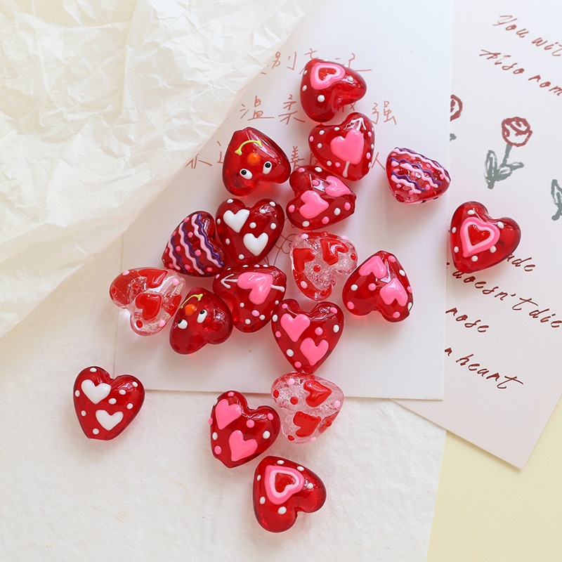 4g Weight Beads Jewelry Making Type 19 * 20mm Jewelry Making Size DIY Jewelry Accessories Classification 1 Piece Quantity glass Material Heart Shape Pattern Sweet, Simple Style Style 1 Piece 19 * 20mm Glass Heart Shape DIY Jewelry Accessories Beads 无
