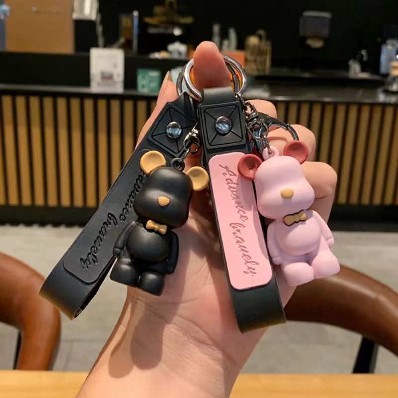 创意卡通北欧暴力熊领结熊钥匙扣汽车钥匙挂件汽车包包钥匙圈挂饰|undefined