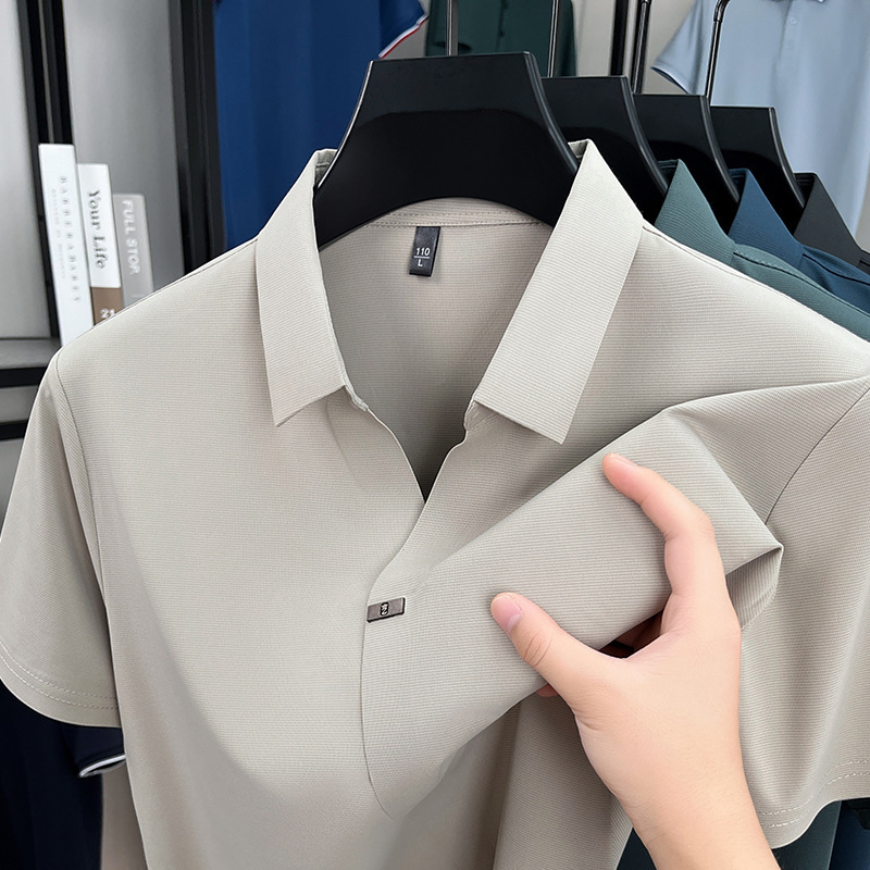 2026 Summer New Style Ice-Feel Ice Silk Polo Shirt for Middle-Aged and Elderly Men, Seamless, Skin-Friendly, Breathable, High-End, Half-Short Sleeve 2026 Summer New Style Ice-Feel Ice Silk Polo Shirt for Middle-Aged and Elderly Men, Seamless, Skin-Friendly, Breathable, High-End, Half-Short Sleeve