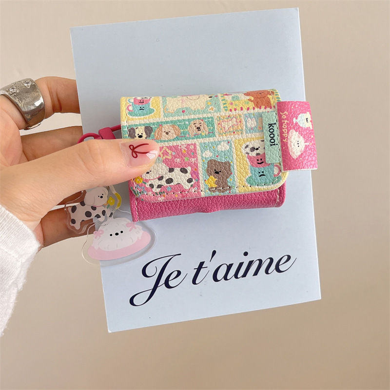 Rosé perrito empalme para Airpods pro2 Apple Bluetooth inalámbrico 2 auriculares 3 generación encantadora cubierta de flip