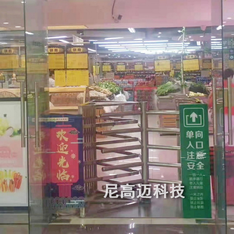 尼高迈品牌304不锈钢梳状半全高单向门高铁站出口超市入口单项闸