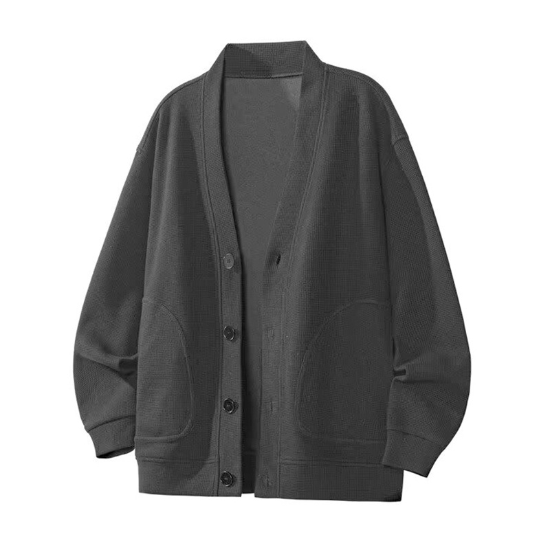 Cardigan de cuello en V chaqueta waffle suéter hombre delgado más veludo engrosado otoño invierno perezoso fábrica transfronteriza superior al por mayor