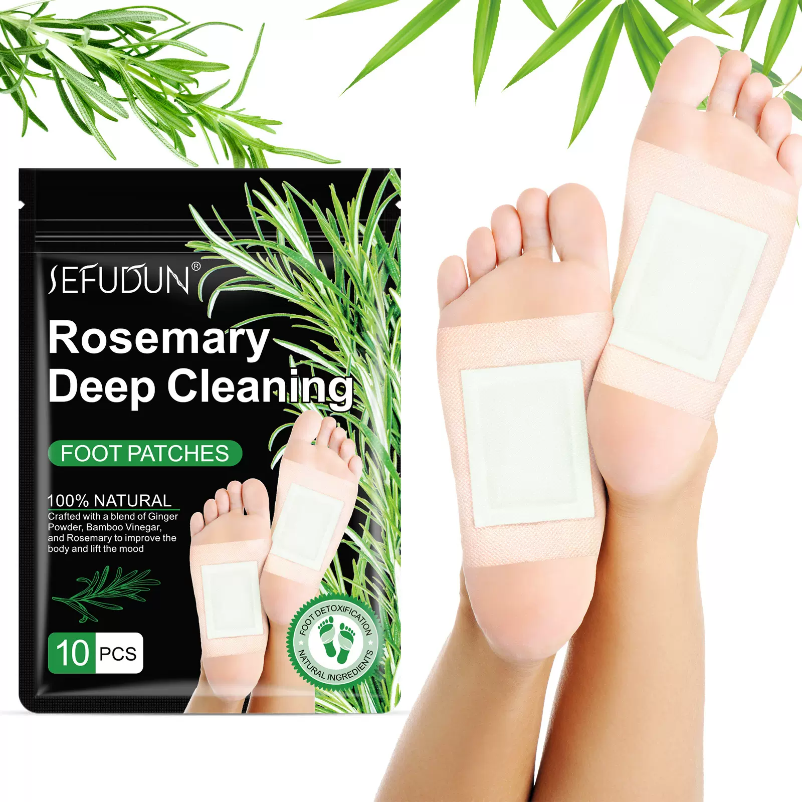 亚马逊热销SEFUDUN迷迭香足贴足部护理排皮唠moisture Foot Patch