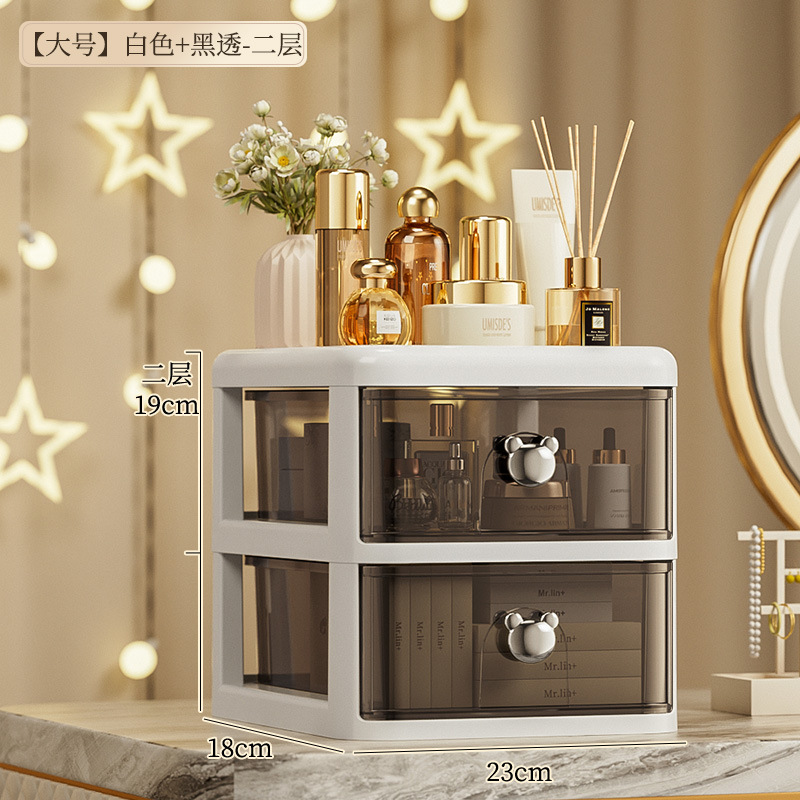 Caja de almacenamiento de escritorio transparente cajón caja de almacenamiento de cosméticos papelería apilable artículos diversos organizador de almacenamiento rack