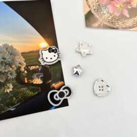 ins韩系银色电镀kt冰箱贴可爱卡通猫咪磁吸装饰diy照片留言板贴