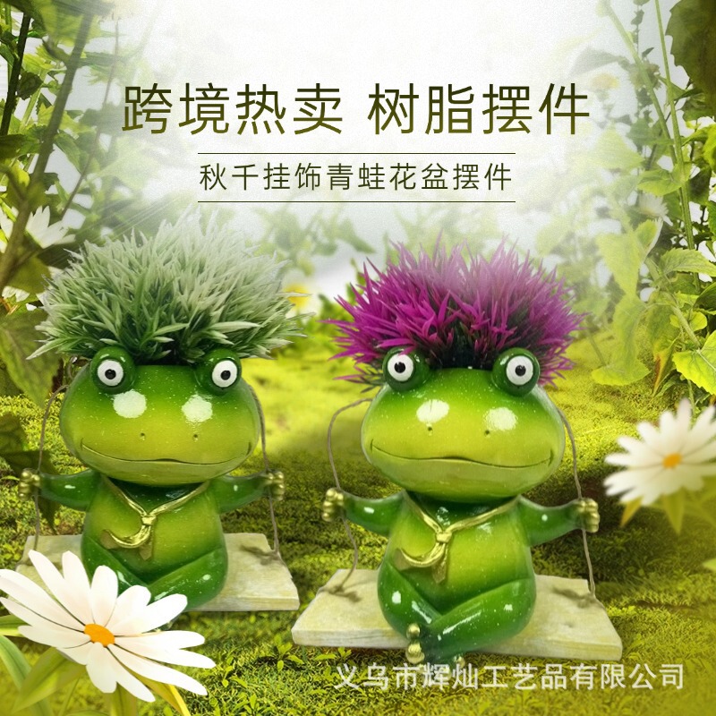 Cross-border Explosions Amazon Creative Frog Hanging Decoration Courtyard Cute Handmade Ornaments Small Resin Crafts Decoration