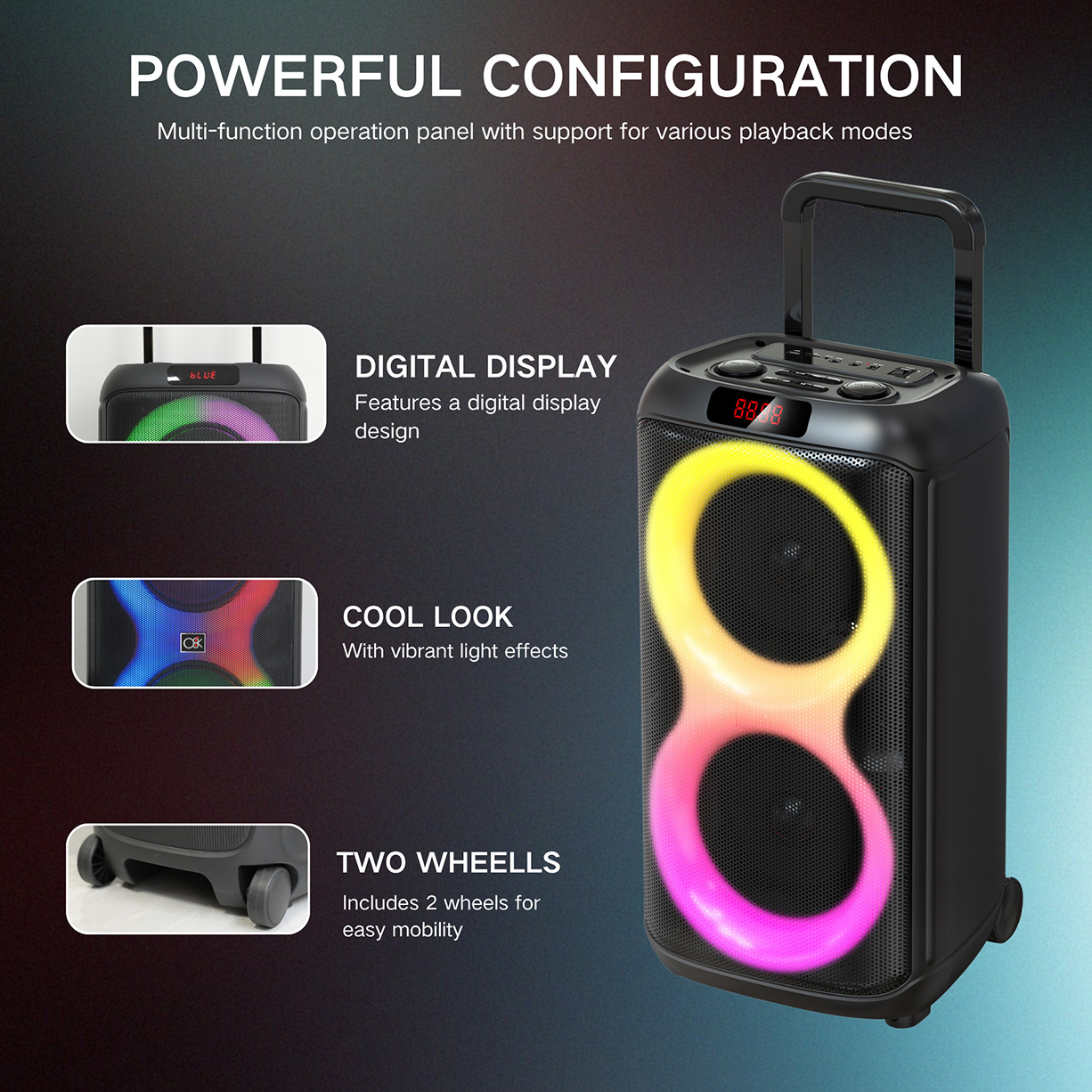 OK - 8878 transfronterizo al aire libre portátil al aire libre carro de sonido Bluetooth fiesta k canción altavoces coloridos