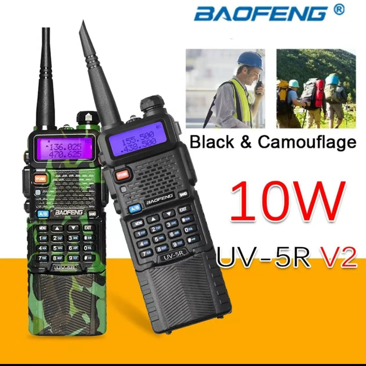 BAOEFNG Baofeng Walkie-Talkie UV5R Самодвижущийся тур Беспроводное автомобильное крепление 8 Вт Двухдиапазонный портативный 3800 мАч Производитель Оптовая продажа.
