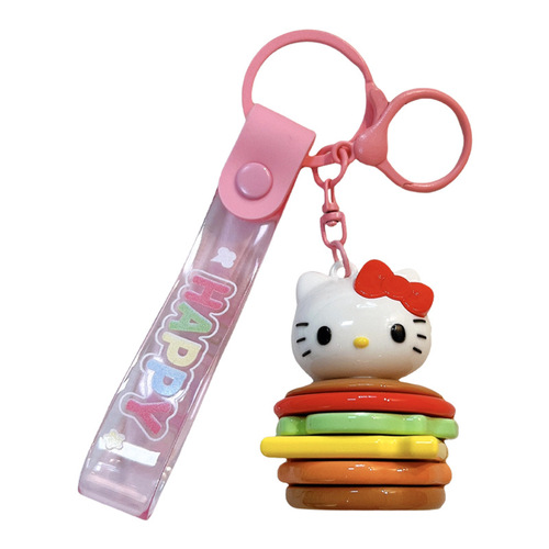 Creative cartoon hamburger character keychain cute bag accessory car keychain baby grabber small gift