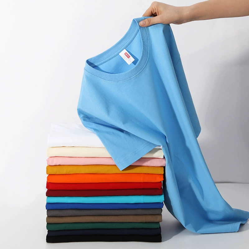 200 г Синьцзян длинноволокнистая хлопковая Тяжелая Мужская футболка с короткими рукавами, однотонная летняя хлопковая рубашка с круглым вырезом, свободная рубашка до локтя