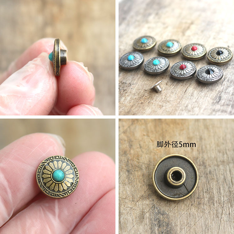 直径12mm菊ボタンdiy手作りバッグ革製品の金布ボタン装飾ボタン