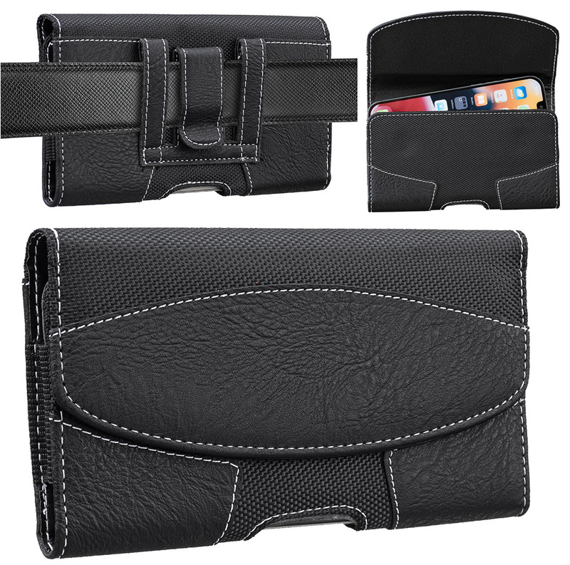 Universal Apple Series Mobile Phone Leather Case, Waist-Mounted Anti-Theft Protective Case, Carabiner Multi-Functional Protective Leather Case
