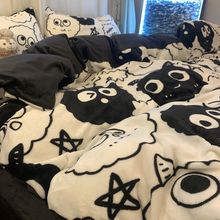 新款牛奶绒四件套冬天耐脏床上水晶绒加绒床单被套宿舍男生三件套