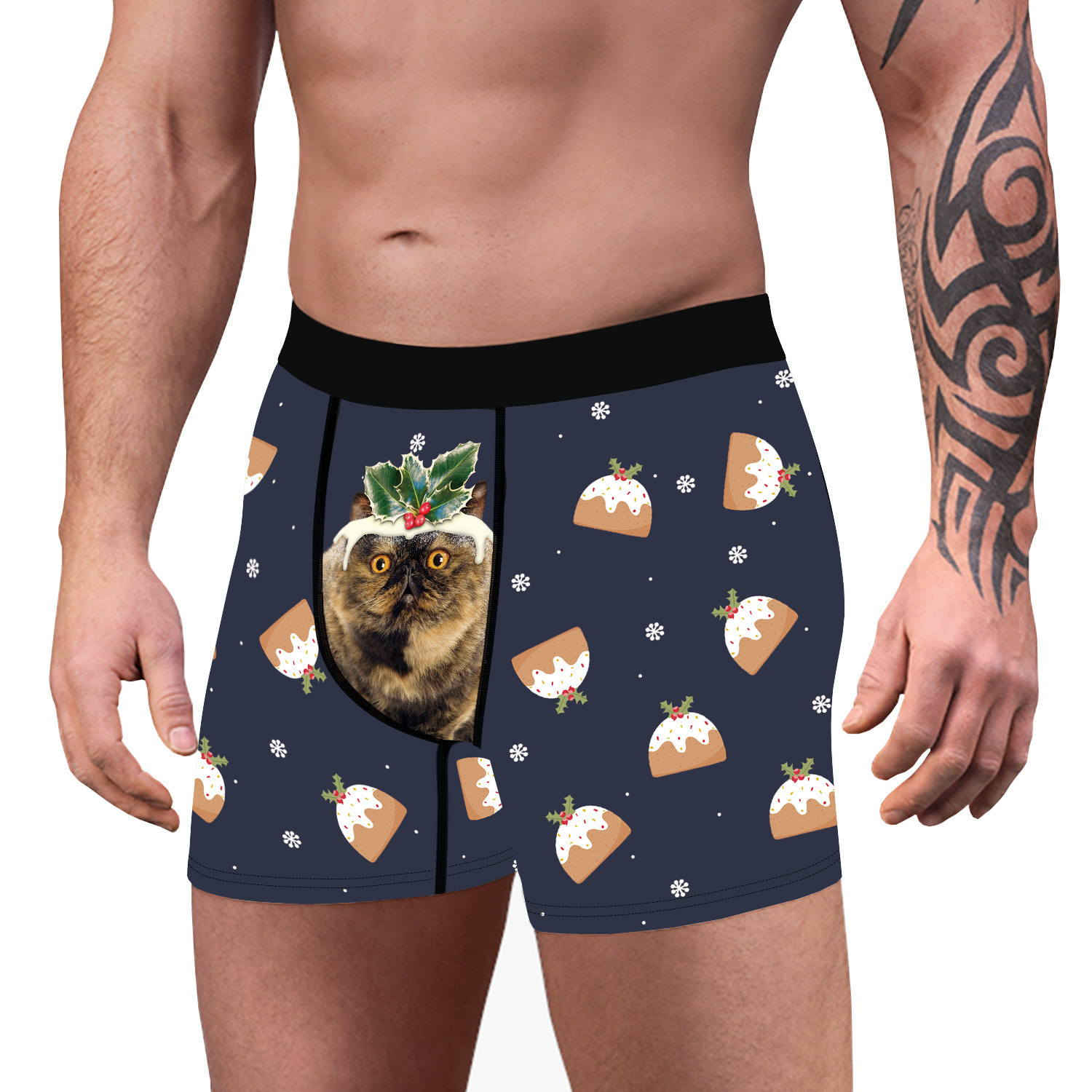 2024 Pantaloni ad angolo piatto traspiranti e comodi da uomo con stampa digitale per cani di Natale nuovi con biancheria intima aderente sul fondo_voghion.com