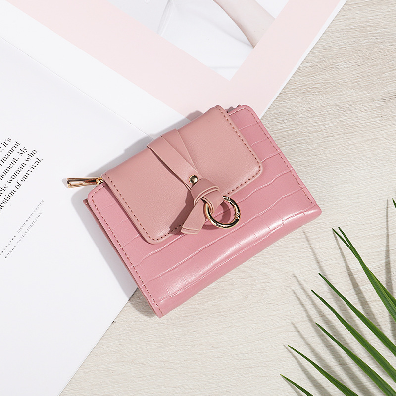 Cartera pequeña para niñas, estilo corto, versión coreana, dibujos animados bonitos, monedero compacto mini triple, tarjetero para estudiantes, tendencia transfronteriza.