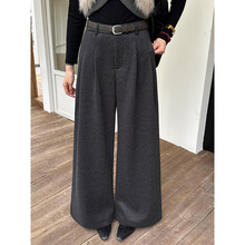 云长 冬季呢感西装阔腿裤女加厚保暖休闲裤通勤显瘦长裤子 K0164