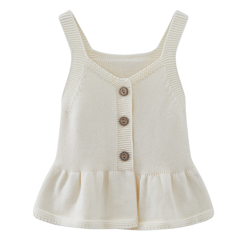 2025 vestido de chaleco de tirantes de algodón de lana para niños coreanos primavera y otoño chaleco de punto para niñas suéter cárdigan