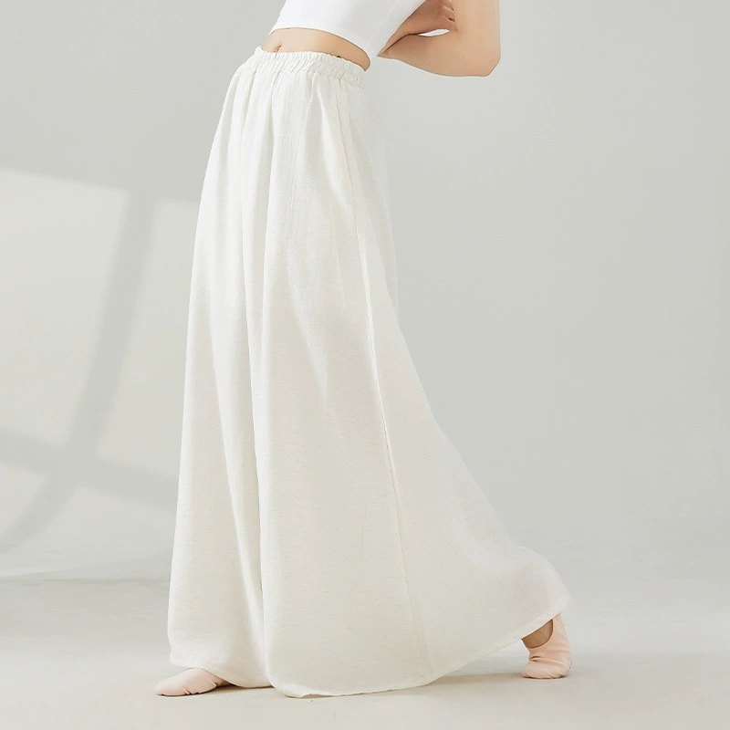 Одежда для классического танца для взрослых женщин, летние новые стильные белые свободные и элегантные широкие брюки с подкладкой, брюки для современных танцев.