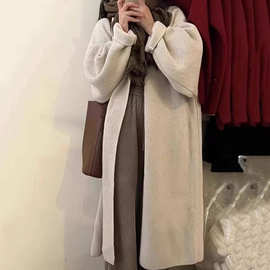 慵懒风针织开衫毛衣女中长款2025秋季新款韩系宽松过膝大衣外套厚