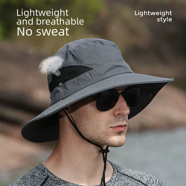 Cross-Border Fisherman's Hat, Outdoor Fishing Hat, Men's Thin Uv Protection Sunshade, Quick-Drying, Sun Protection, Breathable Mountaineering Hat for Women