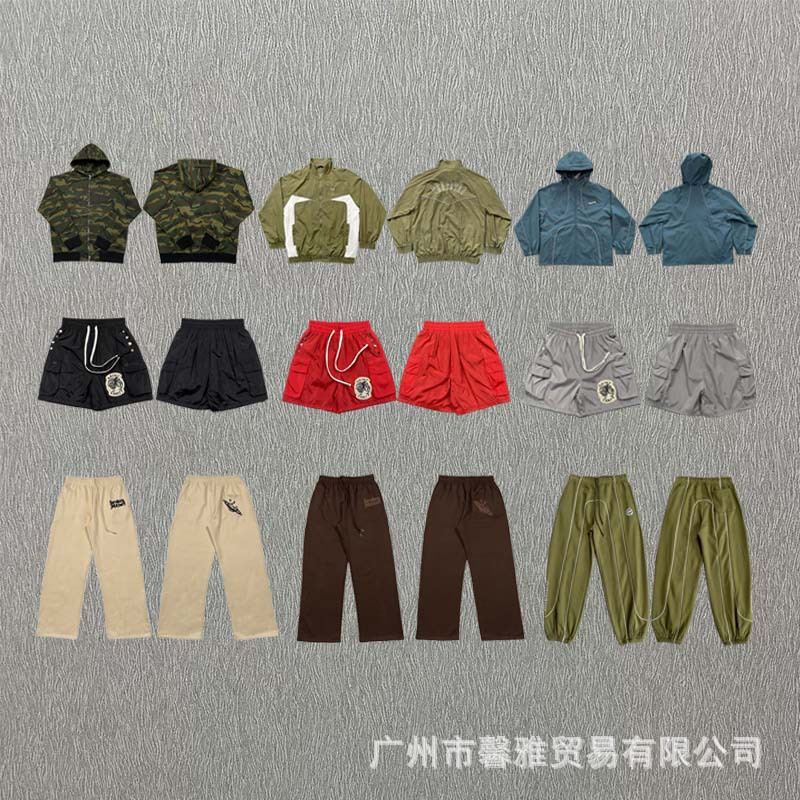 American Trendy Brand Niche Versatile Hooded Jacket Letter Splicing Shorts Contrasting Color Jacket Jacket Men's and Women's Casual Pants