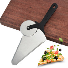 厂家批发不锈钢二合一披萨切介饼刀披萨轮刀厨房家居面点烘焙用具