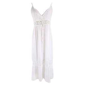 product - wholesale Rayon Stitching Lace Beach Cover-up Sexy Strap Dress Vacation Sun Protection Shirt Beach Cover Up - 4