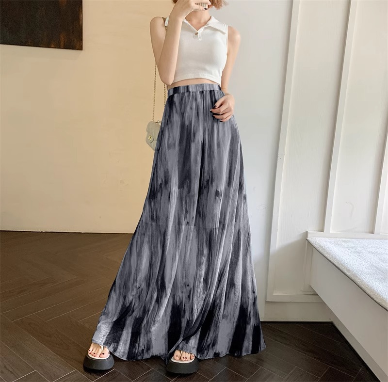 350g Weight Maxi Long Dress Dress Length Type Skirt Dresses Type Spandex, Polyester Fabric Type High Waist Waist Line Micro-Elastic Elasticity Holiday, Daily Occasion Loose Fit Type Printing Pattern Summer, Spring Season Women's Gender Vintage Style, Streetwear Style Blue Color Vintage Tie-Dye Midi Skirt For Women Spring Summer Vacation Style High Waist Slimming A-Line Skirt Draped Long Skirt Niche Flared Skirt Street Style High Street 13